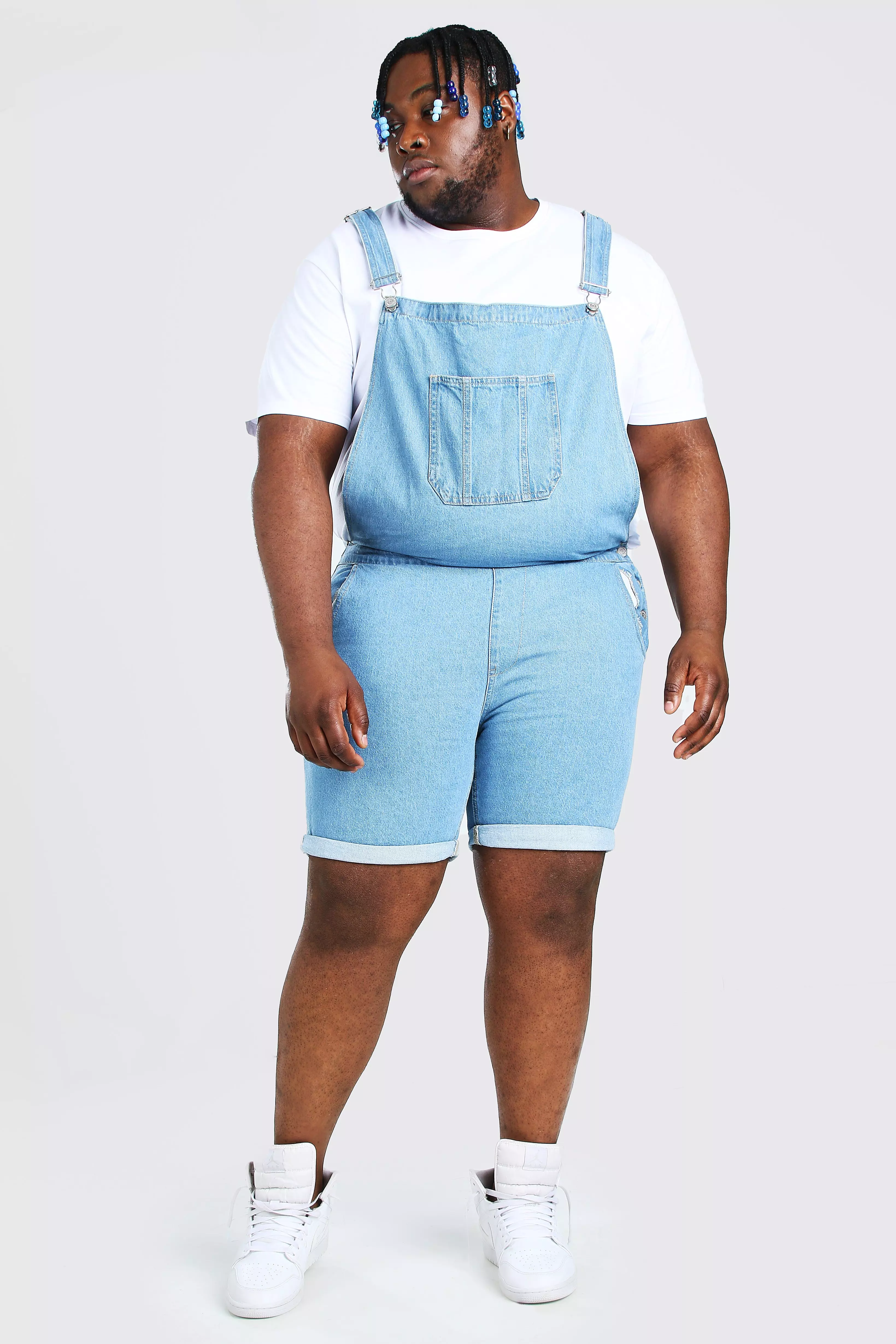 Mens denim dungaree store shorts